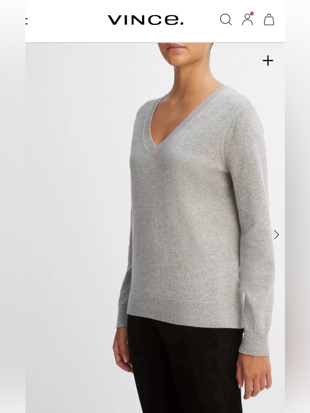 Vince Cashmere V-Neck Sweater Gray , Small